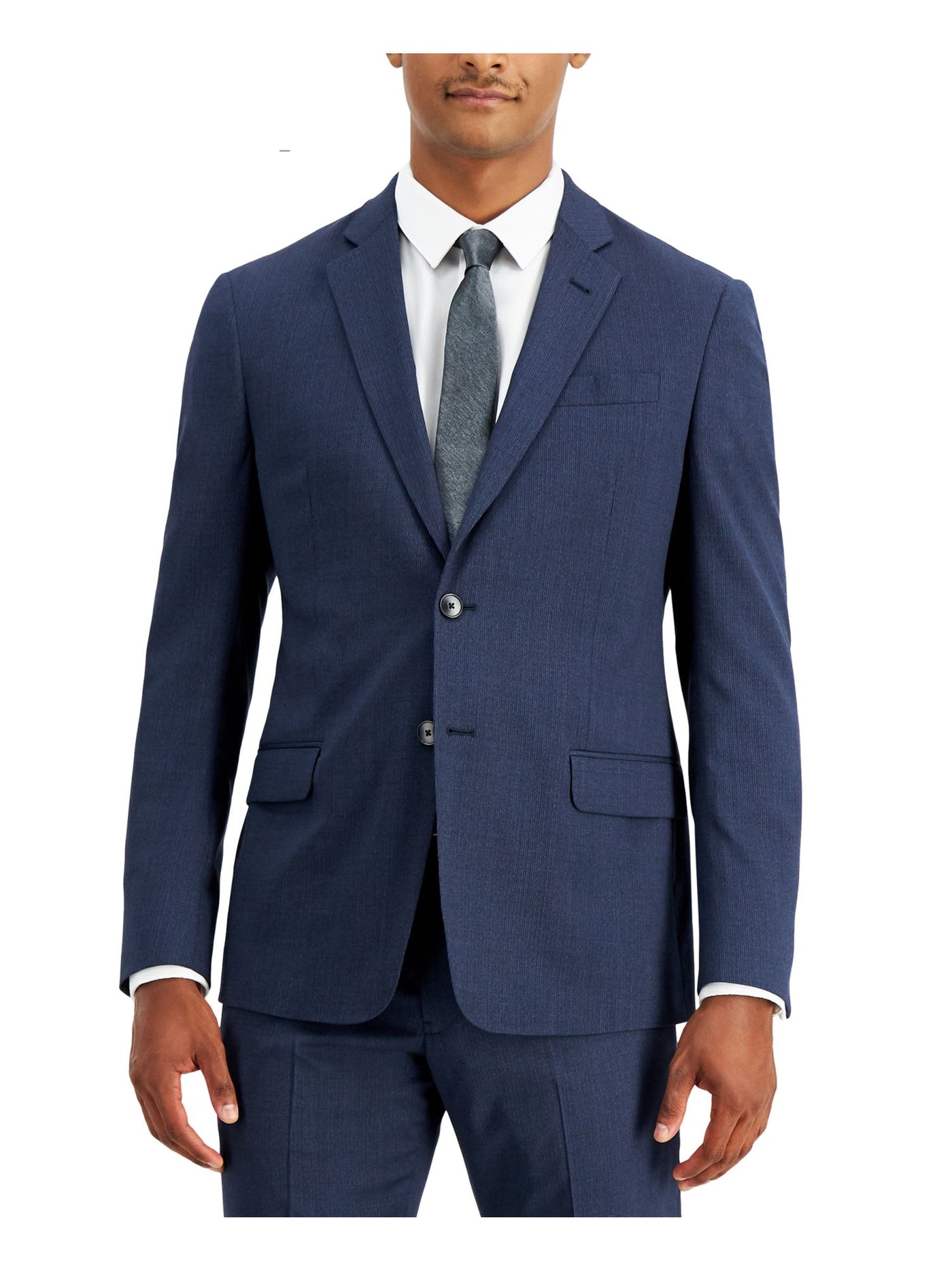 ARMANI EXCHANGE Mens Navy Lined Single Breasted Stretch Check Slim Fit Stretch Suit Separate Blazer Jacket 40R