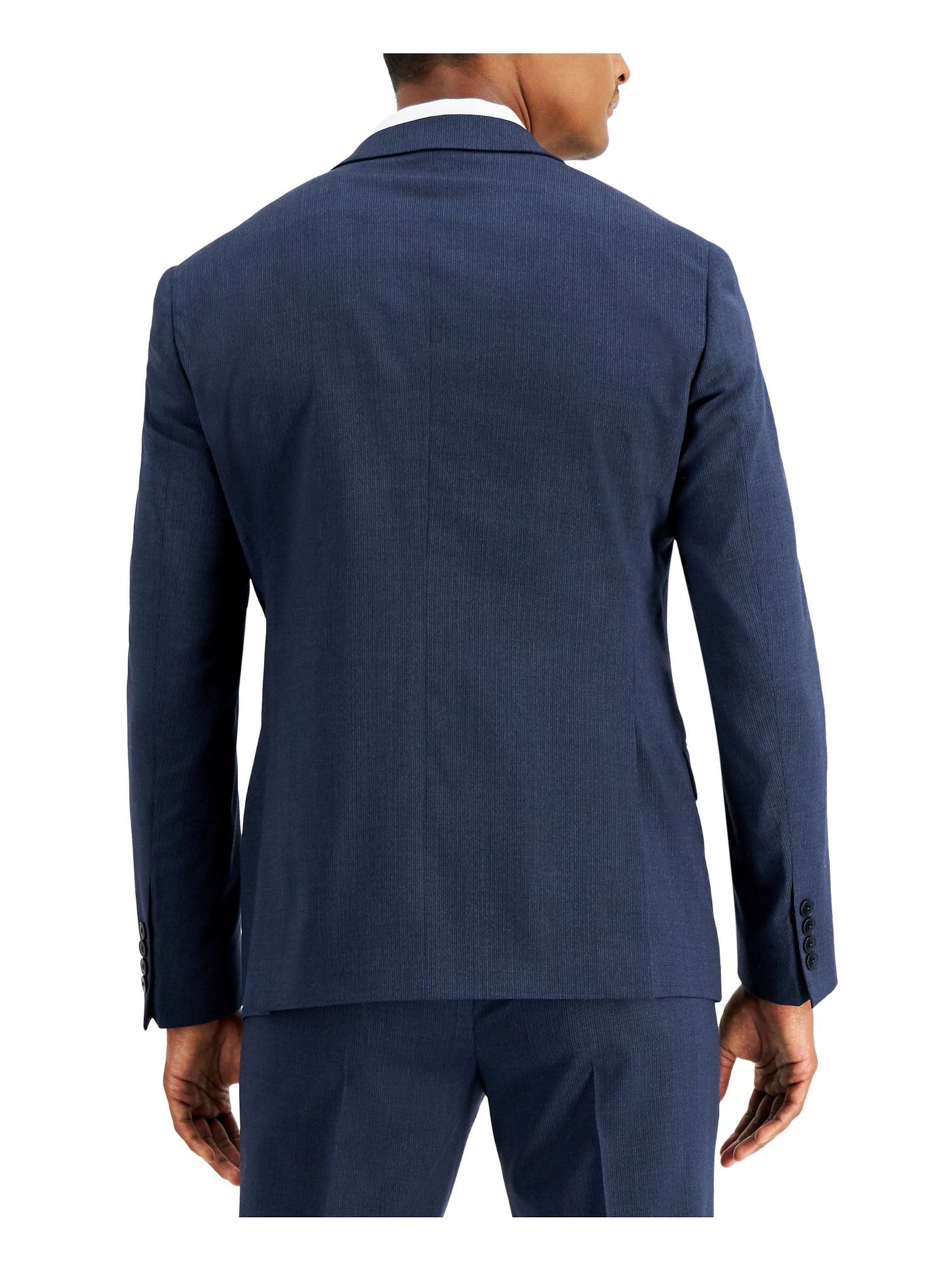 ARMANI EXCHANGE Mens Navy Lined Single Breasted Stretch Check Slim Fit Stretch Suit Separate Blazer Jacket 40R