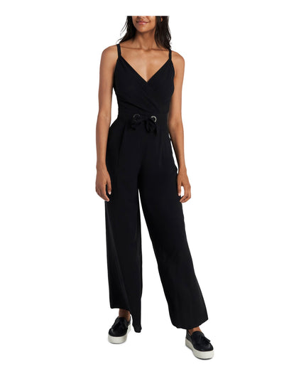 ROYALTY NEW YORK Womens Black Sleeveless V Neck Evening Wide Leg Jumpsuit XS