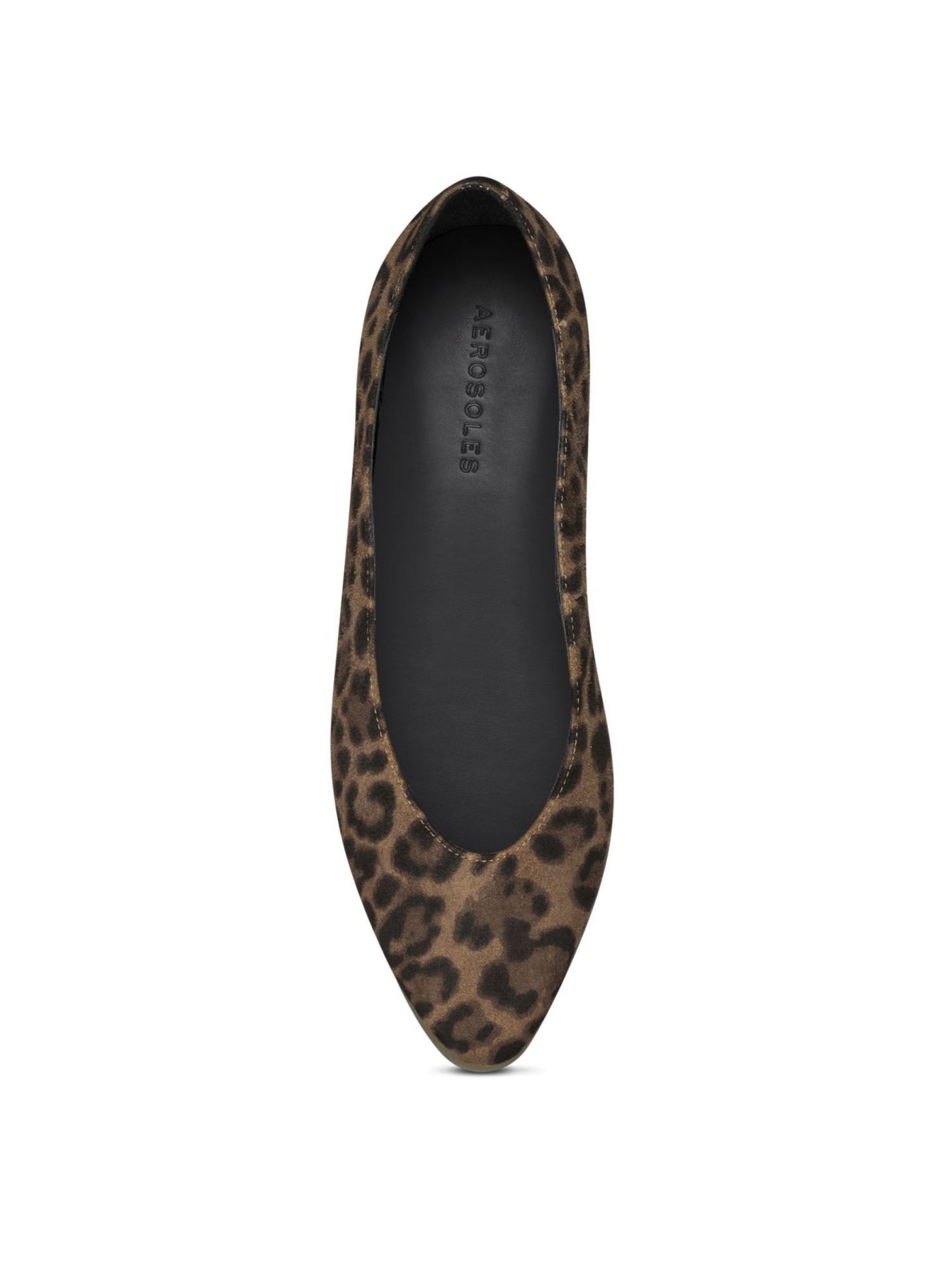 AEROSOLES Womens Brown Leopard Print Padded Virona Almond Toe Wedge Slip On Leather Flats Shoes 8 M