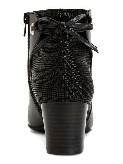 CHARTER CLUB Womens Black Tie At Back Cushioned Slip Resistant Jovanaa Round Toe Block Heel Zip-Up Leather Booties 8.5