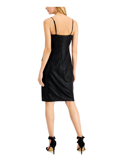 LAUNDRY Womens Black Spaghetti Strap Cowl Neck Knee Length Cocktail Shift Dress 10