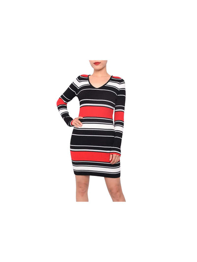 PLANET GOLD Womens Black Long Sleeve Short Body Con Dress L