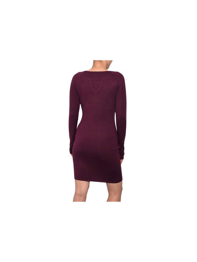 PLANET GOLD Womens Burgundy Long Sleeve Above The Knee Body Con Dress Juniors M