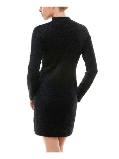 PLANET GOLD Womens Black Cut Out Long Sleeve Keyhole Short Sheath Dress M