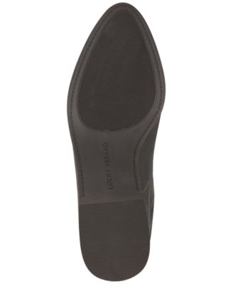 LUCKY BRAND Womens Gray Cushioned Cushioned Lollin Almond Toe Stacked Heel Leather Booties M