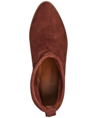 LUCKY BRAND Womens Brown Slouchy Design Comfort Button Accent Lollin Almond Toe Block Heel Slip On Leather Booties M