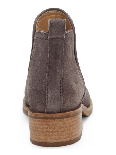 LUCKY BRAND Womens Gray Side Gores Cushioned Pogan Round Toe Stacked Heel Slip On Leather Booties 6.5