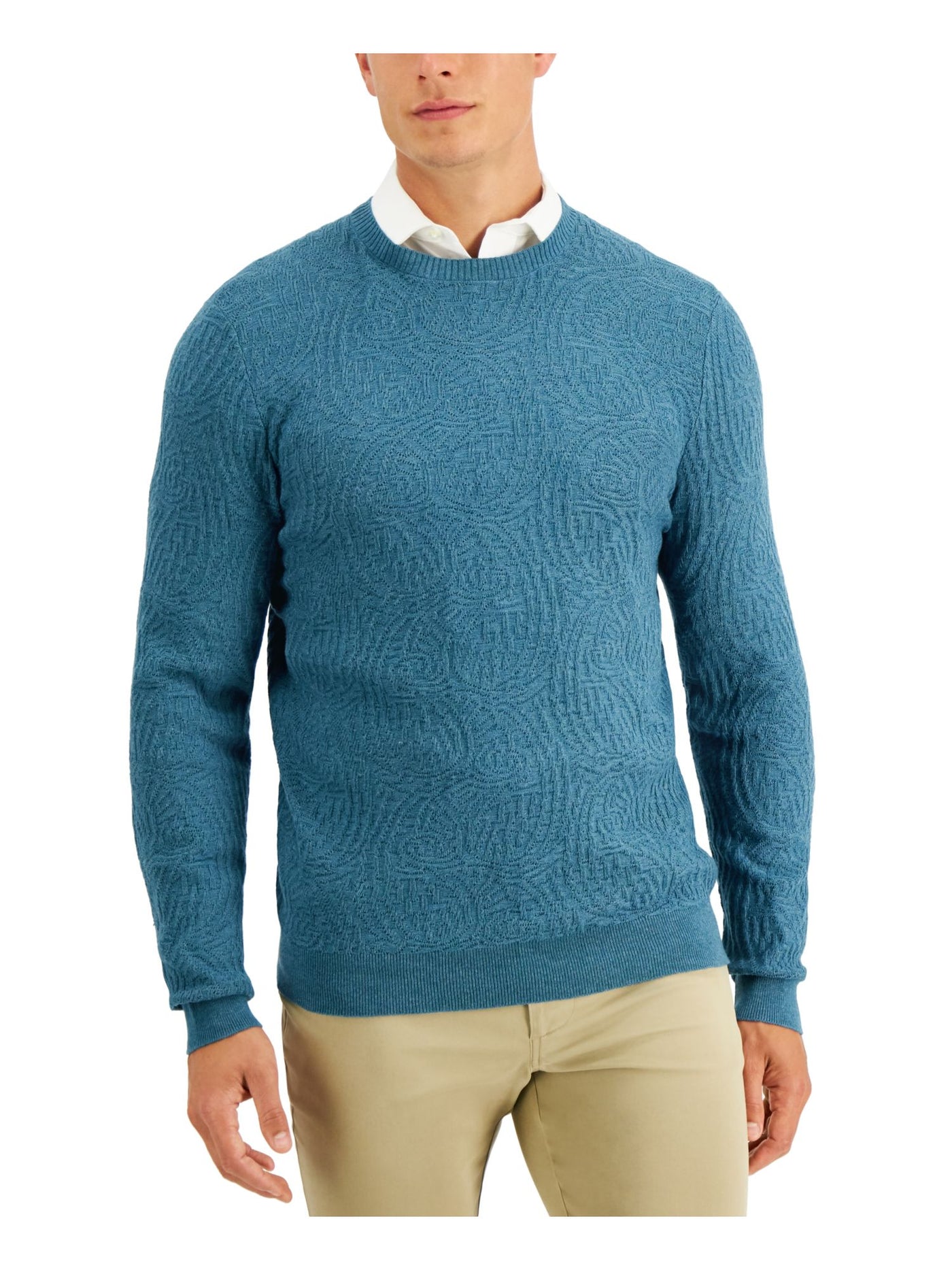 TASSO ELBA Mens Blue Crew Neck Pullover Sweater XXL