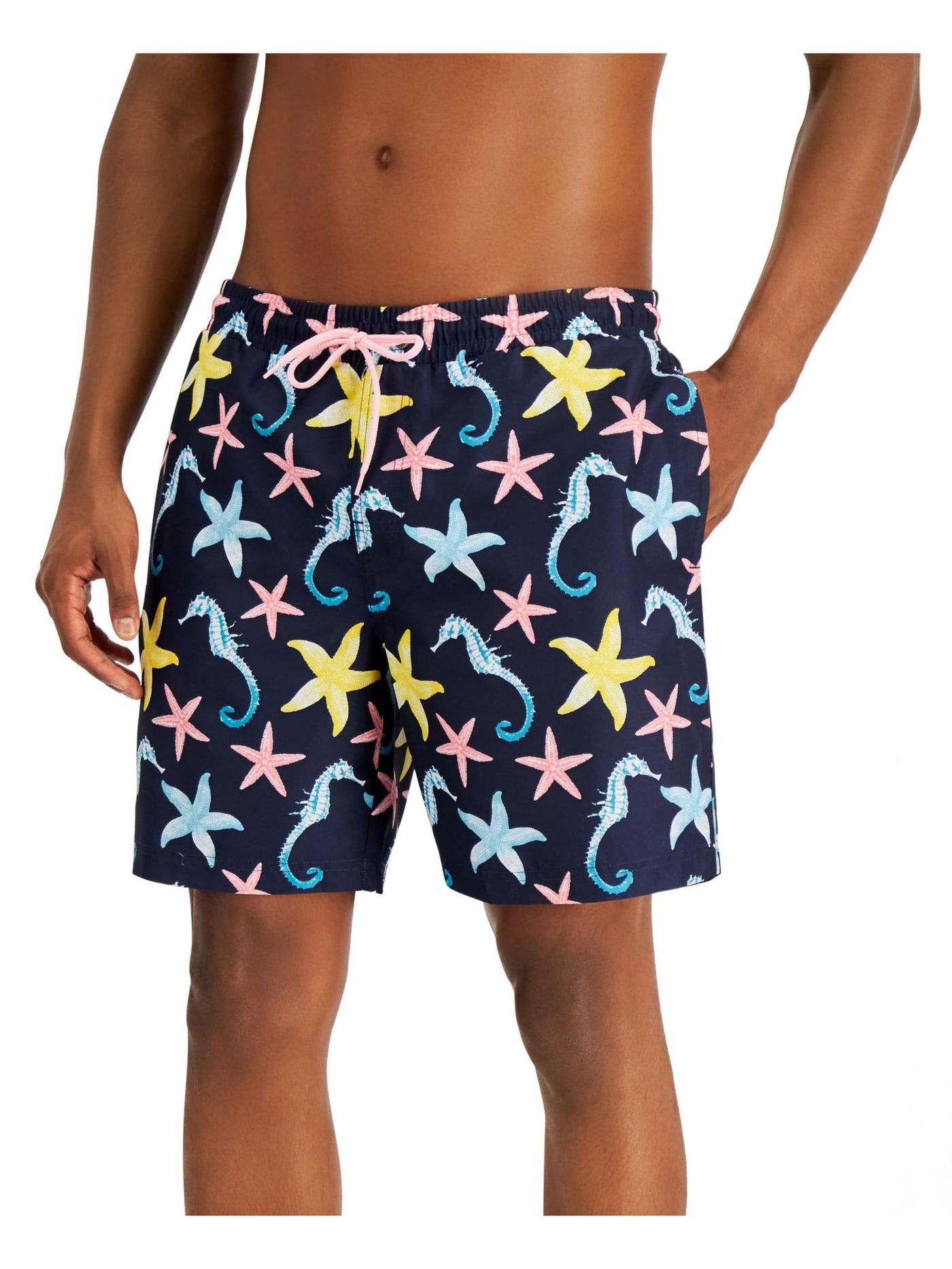CLUBROOM Mens Navy Printed Classic Fit Quick-Dry Athletic Shorts XXL
