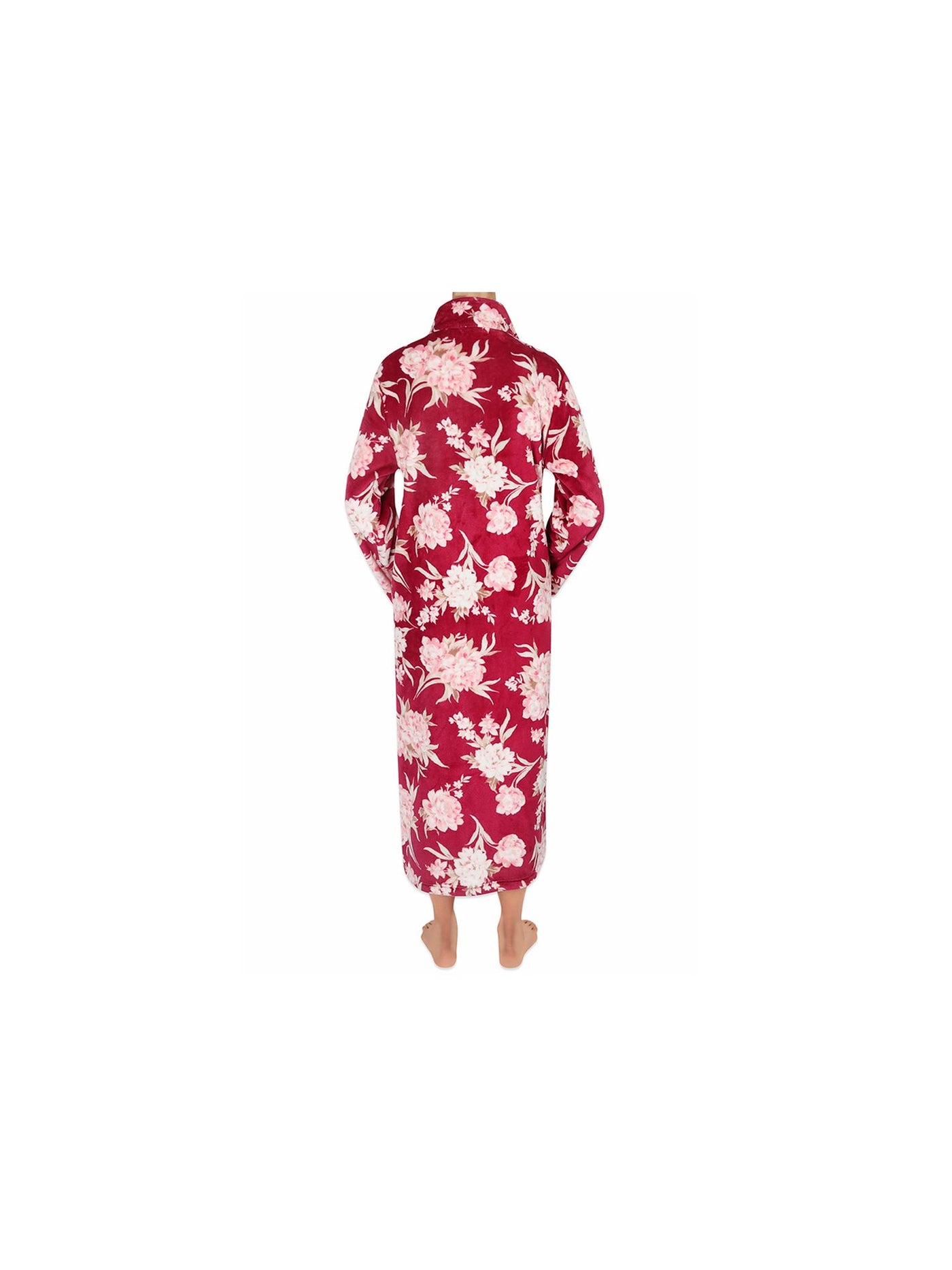 MISS ELAINE Intimates Burgundy Pocketed Floral Robe M