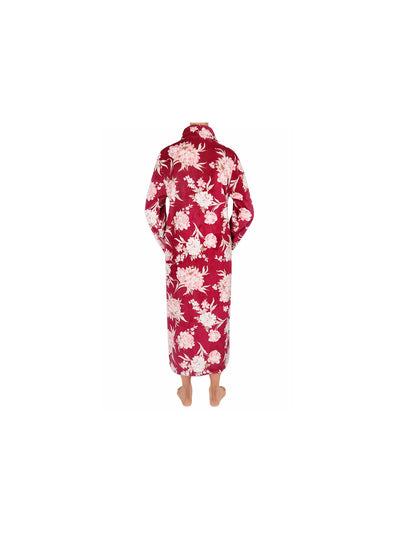 MISS ELAINE Intimates Burgundy Pocketed Floral Robe M