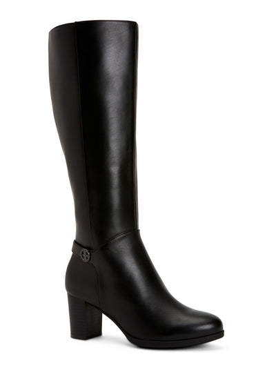 GIANI BERNINI Womens Black Logo Hardware Slip Resistant Comfort Adonnys Round Toe Block Heel Zip-Up Leather Heeled Boots 9.5 M WC