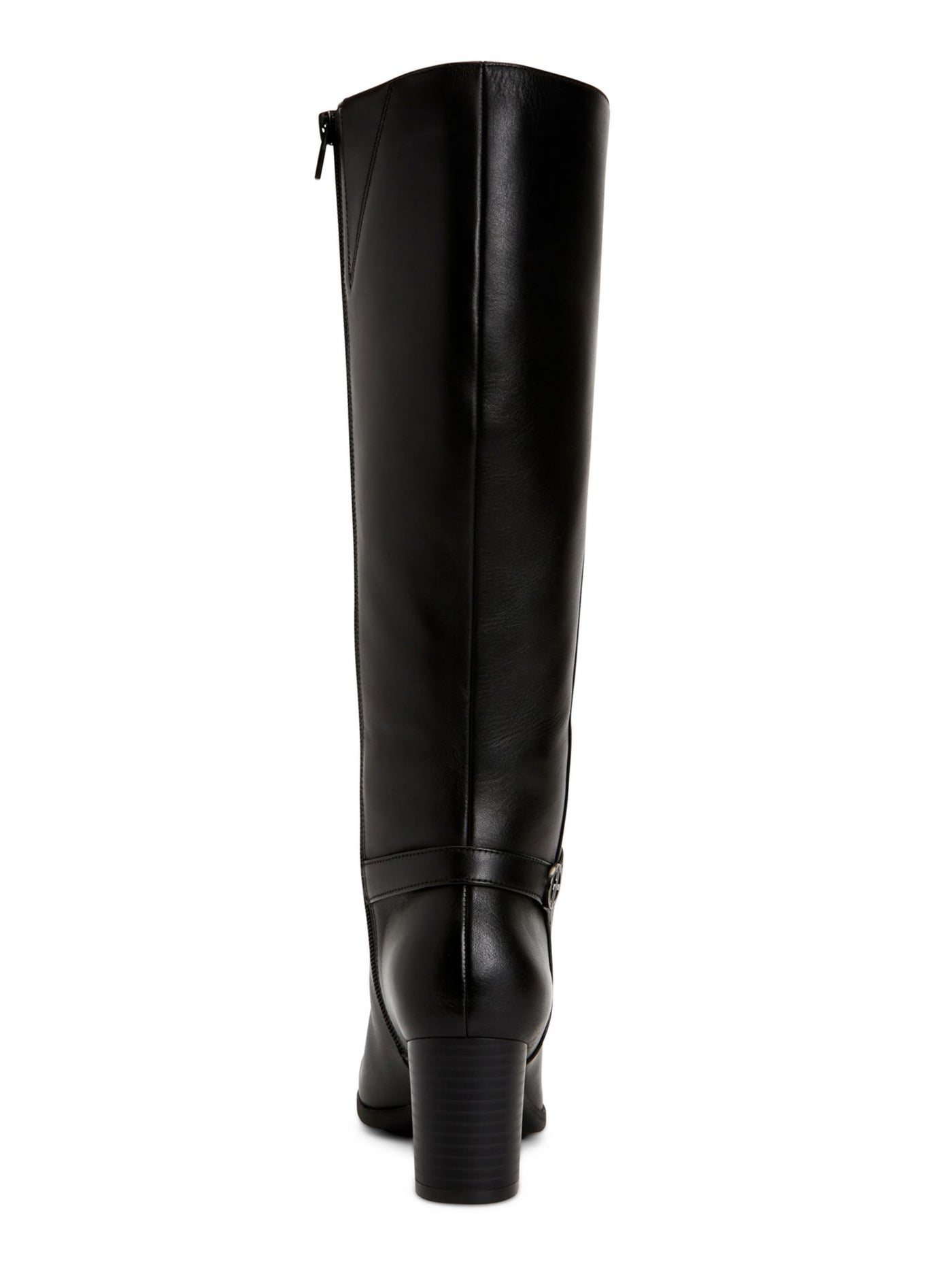 GIANI BERNINI Womens Black Logo Hardware Slip Resistant Comfort Adonnys Round Toe Block Heel Zip-Up Leather Heeled Boots 9.5 M WC