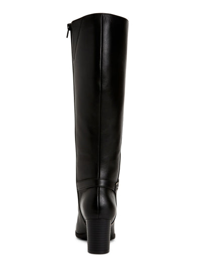 GIANI BERNINI Womens Black Logo Hardware Slip Resistant Comfort Adonnys Round Toe Block Heel Zip-Up Leather Heeled Boots 9.5 M WC