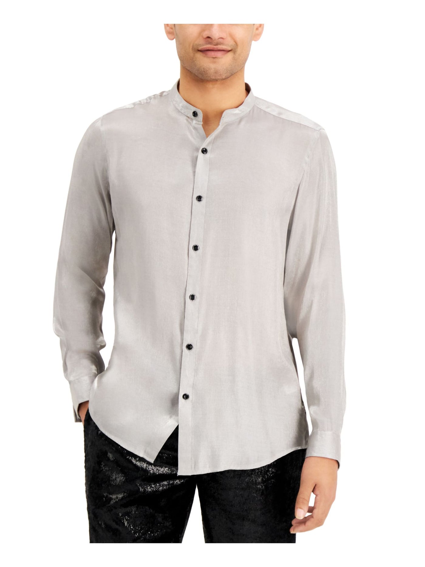 INC Mens Gray Classic Fit Button Down Casual Shirt XL