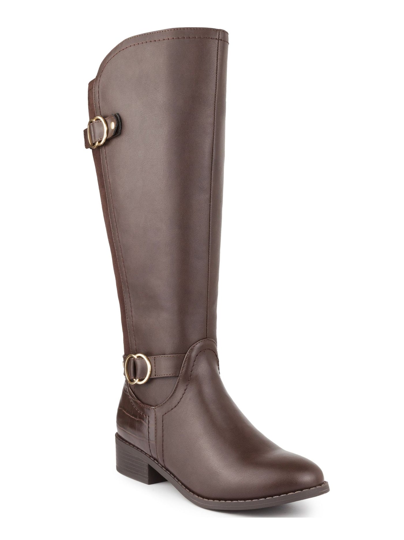 KAREN SCOTT Womens Brown Almond Toe Block Heel Zip-Up Riding Boot 8.5 M WC