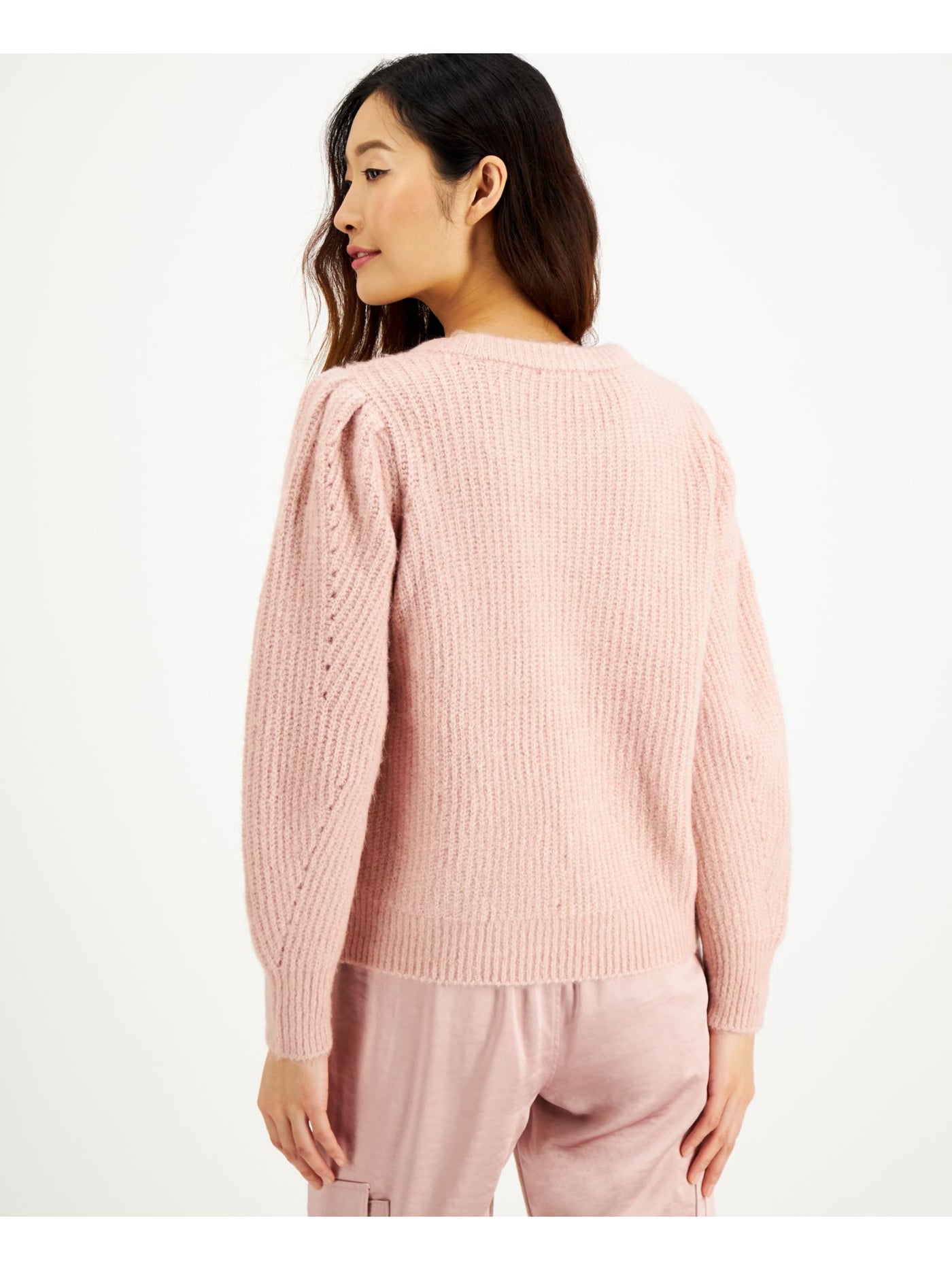 INC Womens Pink Long Sleeve Jewel Neck Sweater L