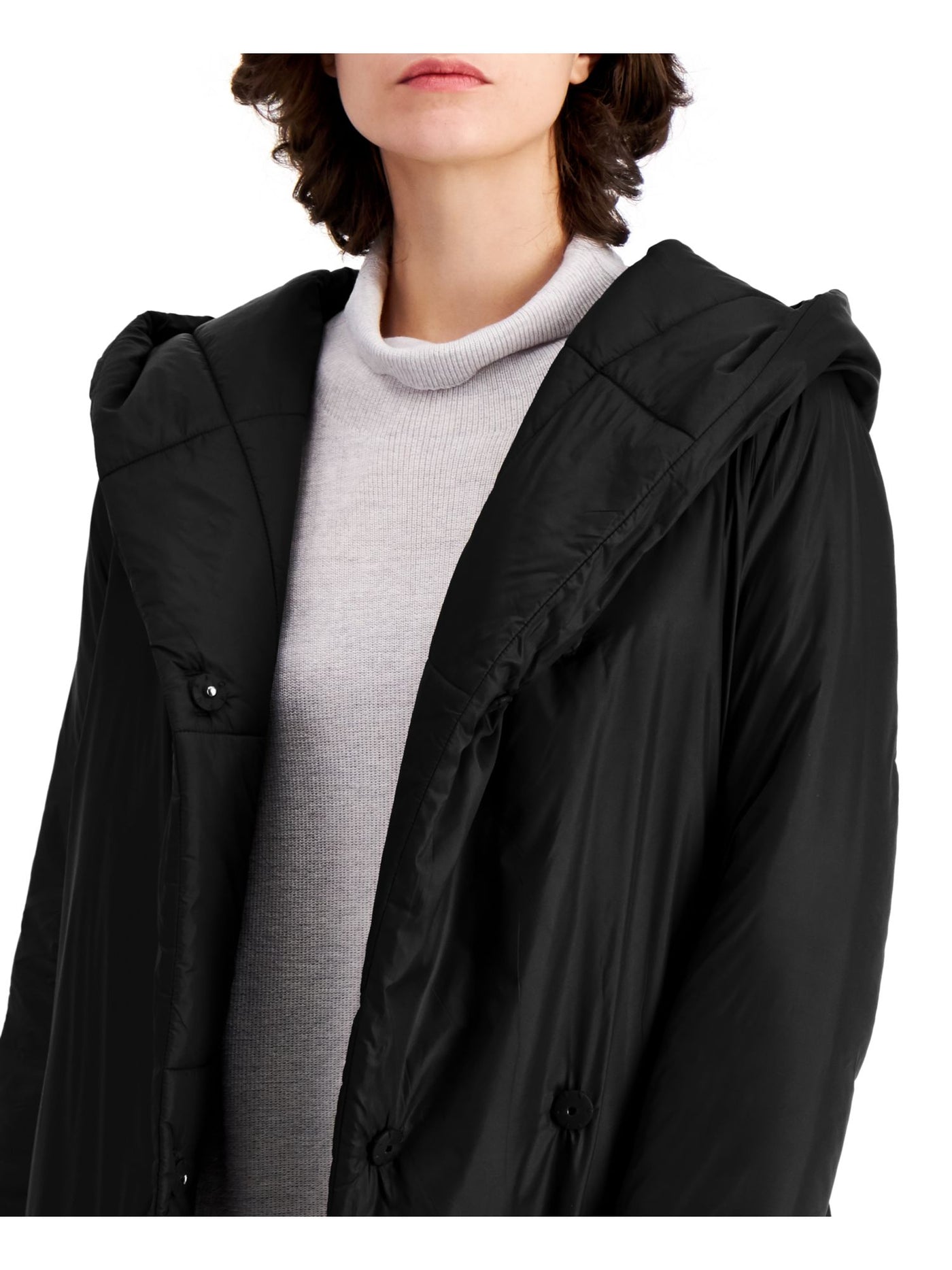 EILEEN FISHER Womens Black Pocketed Hooded Winter Jacket Coat XL