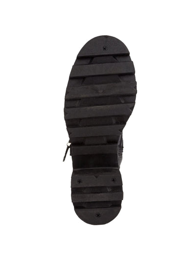 SUGAR Womens Black Croc Embossed Moto Boot Buckle Accent Filo Round Toe Block Heel Zip-Up Combat Boots 9.5 M