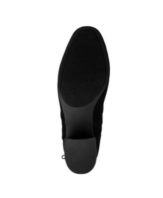 SUGAR Womens Black Zipper Accent Lace Ollie Almond Toe Block Heel Boots Shoes M