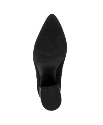 SUGAR Womens Black Comfort Evvie Pointed Toe Block Heel Zip-Up Booties M
