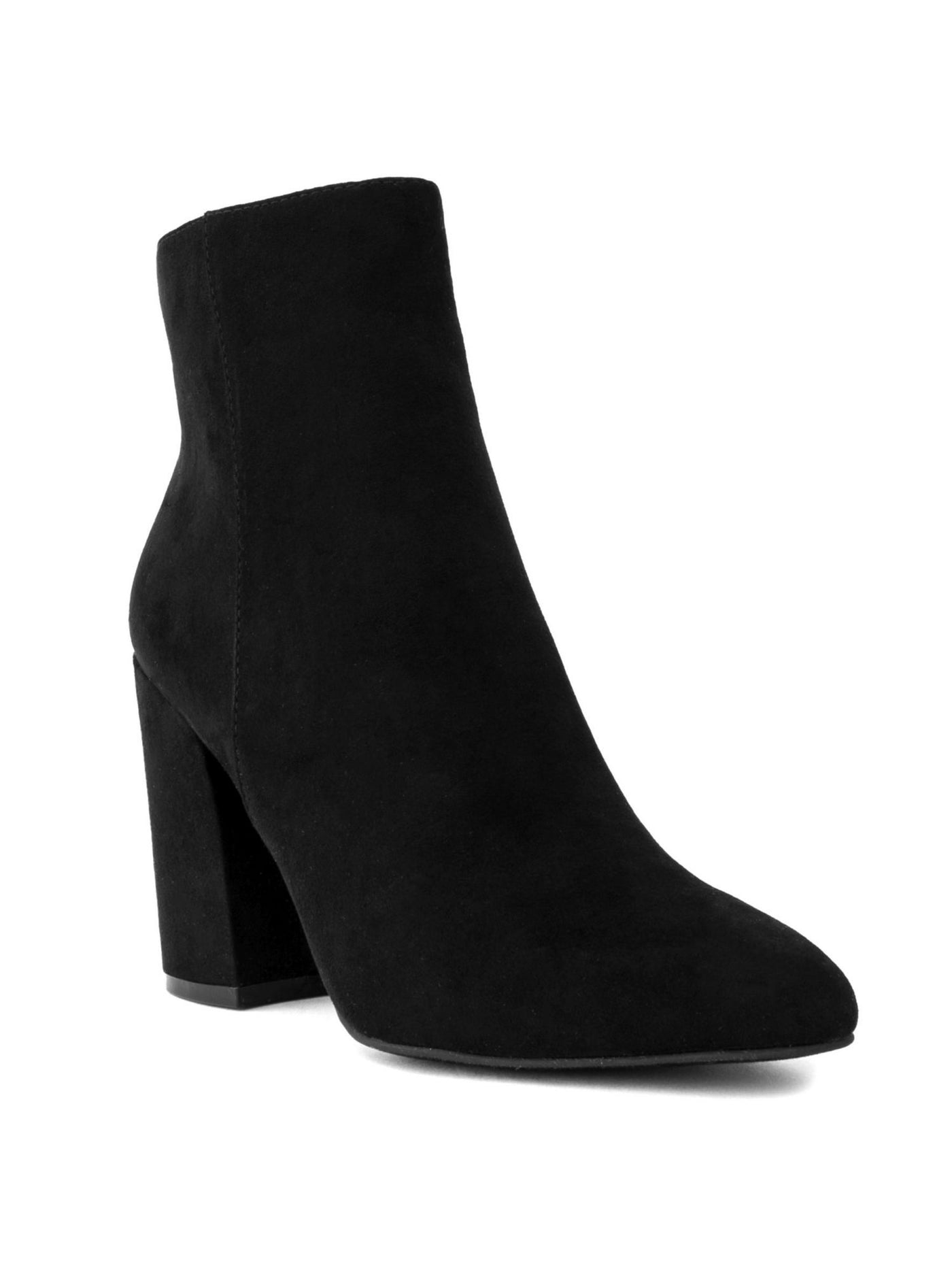 SUGAR Womens Black Comfort Evvie Pointed Toe Block Heel Zip-Up Booties 8 M