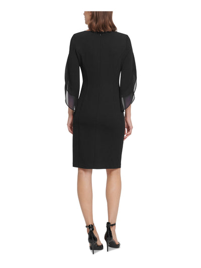 DKNY Womens Black Scoop Neck Above The Knee Wear To Work Dress 6