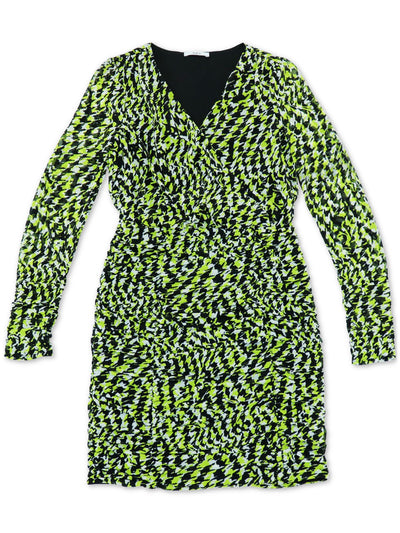 BAR III Womens Green Houndstooth Surplice Neckline Mini Party Dress XS