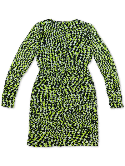 BAR III Womens Green Houndstooth Surplice Neckline Mini Party Dress XS