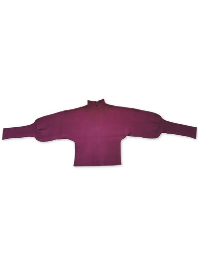 BAR III Womens Purple Textured Knit Dolman Sleeve Crop Top Sweater XS