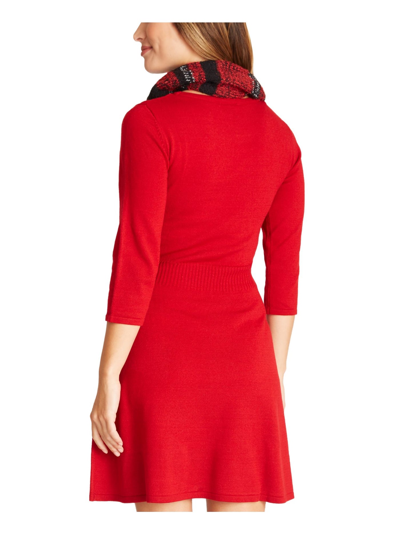 BCX DRESS Womens Red 3/4 Sleeve Mini Fit + Flare Dress Juniors XS