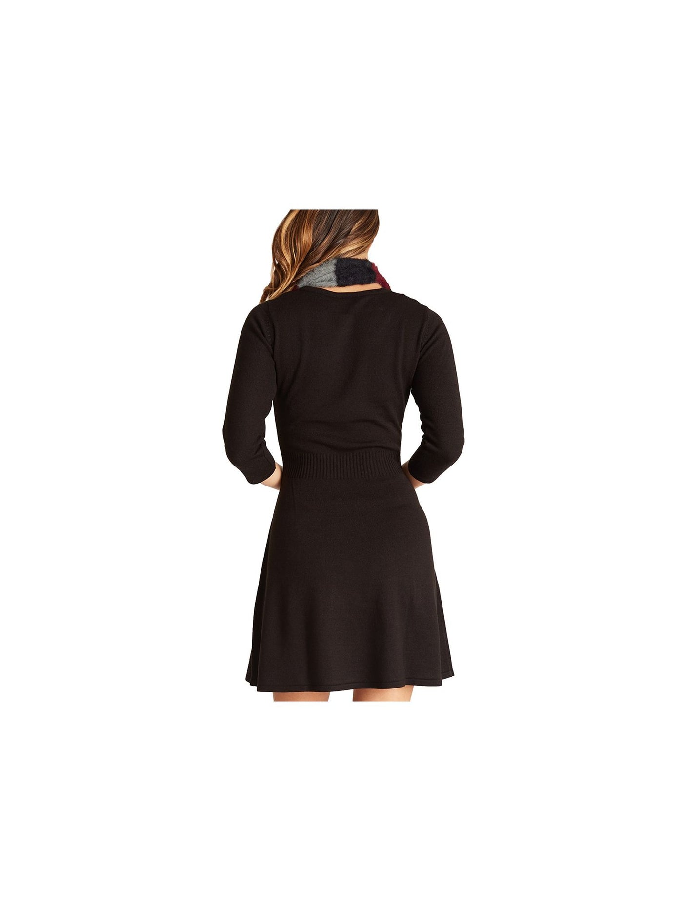 BCX Womens 3/4 Sleeve Crew Neck w/ Cowl Short Fit + Flare Dress