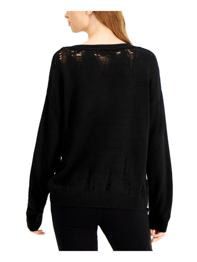 BAR III Womens Black Long Sleeve V Neck Sweater S