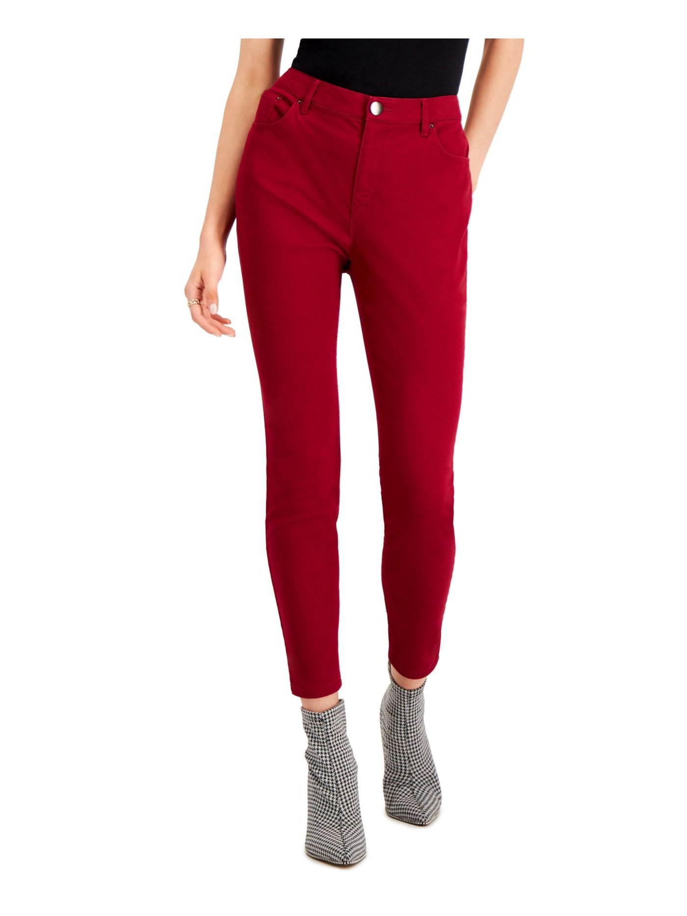 BAR III Womens Burgundy Zippered Skinny Pants 0