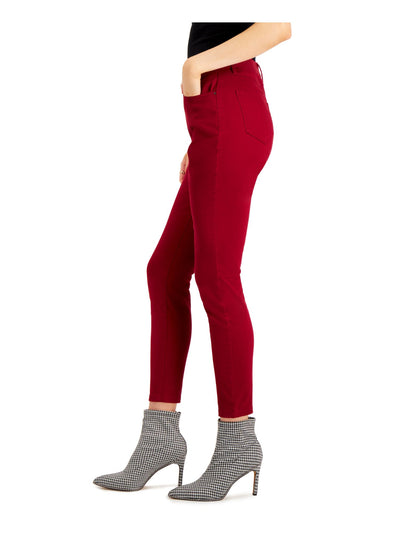 BAR III Womens Burgundy Zippered Skinny Pants 0