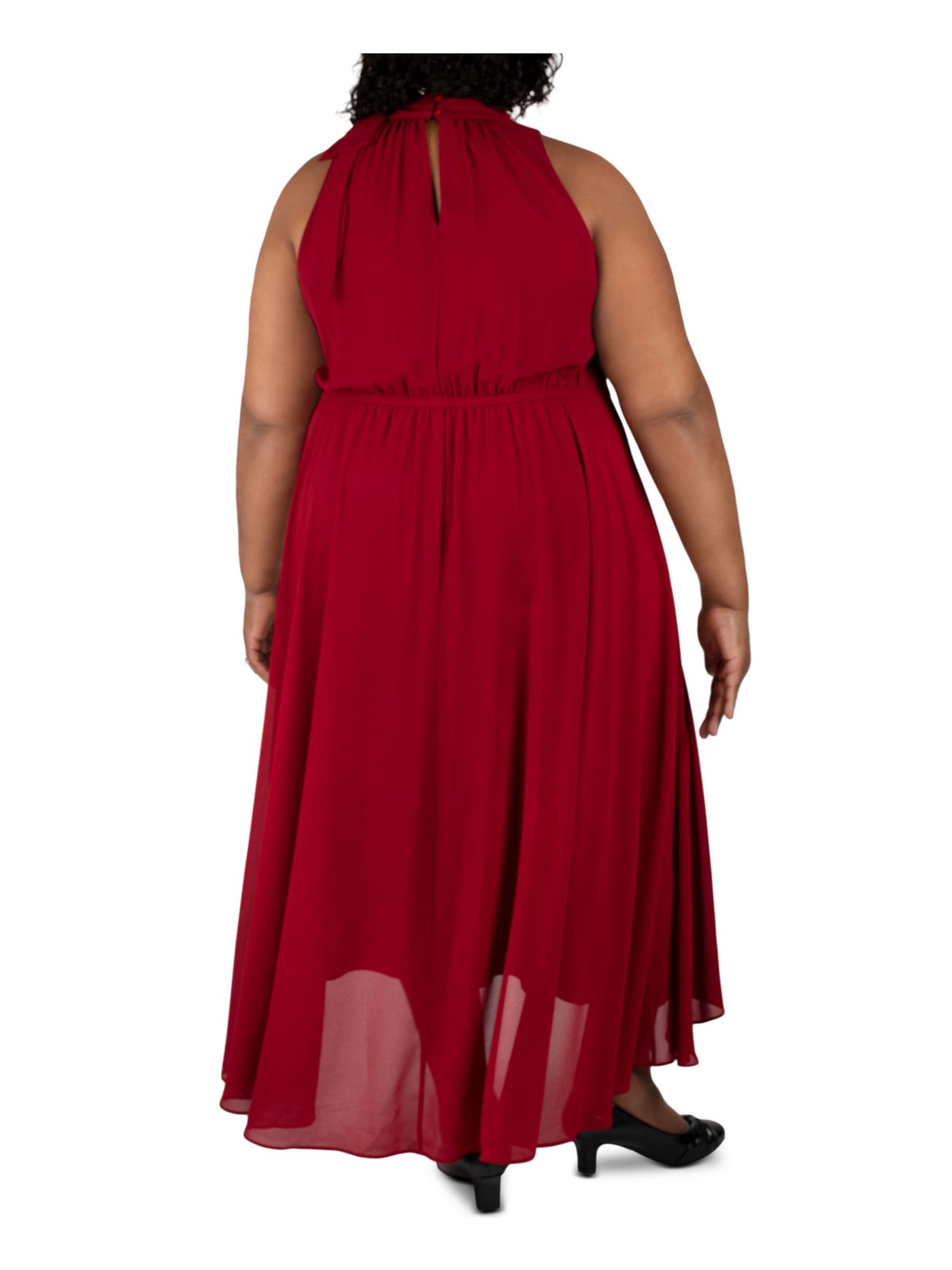 ROBBIE BEE Womens Red Turtle Neck Tea-Length Evening Sheath Dress Plus 14W