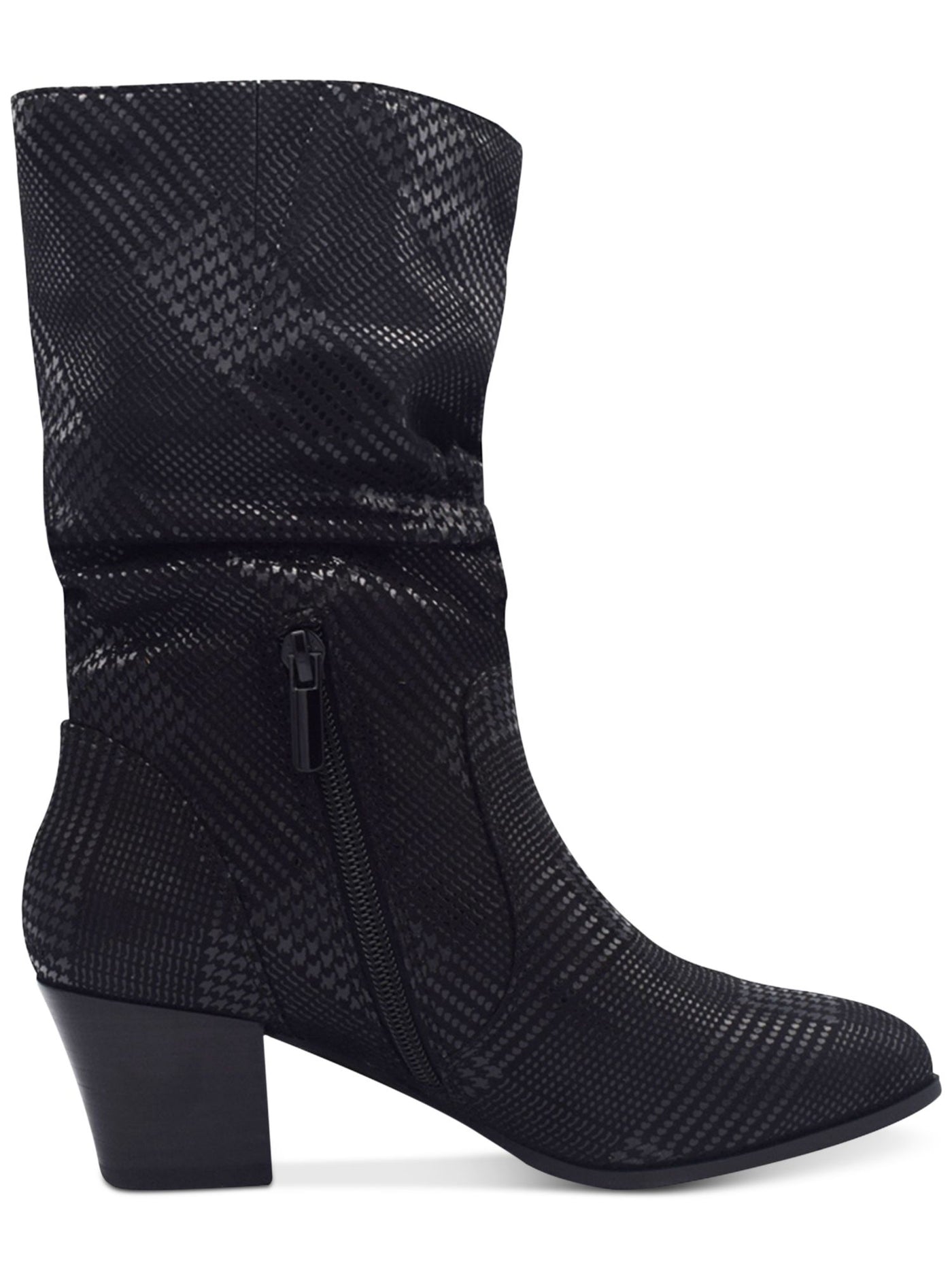 IMPO Womens Black Stretch Almond Toe Block Heel Zip-Up Dress Slouch 8.5