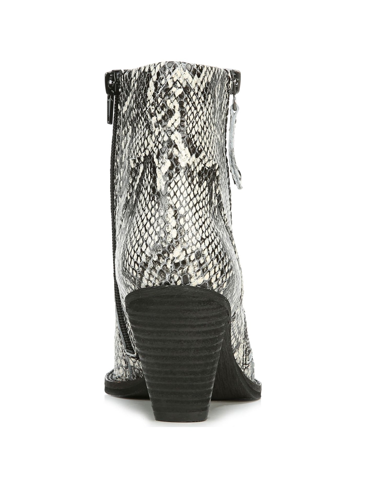 ZODIAC Womens Black Dual Zip Pointed Toe Stacked Heel Zip-Up Leather Dress Booties 6