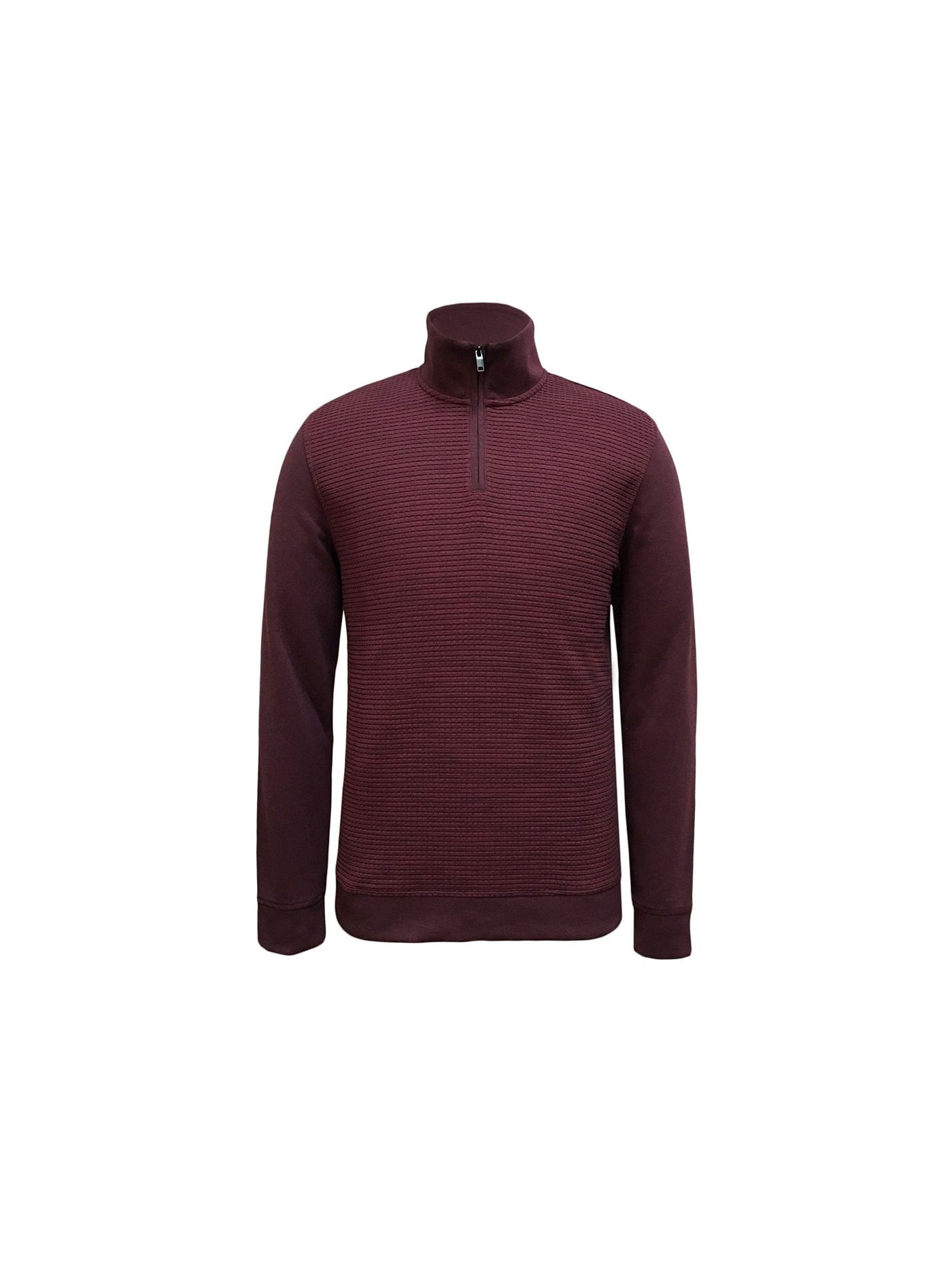 ALFANI Mens Burgundy Color Block Mock Classic Fit Quarter-Zip Cotton Blend Pullover Sweater S