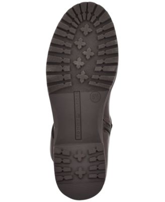 TOMMY HILFIGER Womens Brown Buckle Accent Stretch Forg Round Toe Block Heel Zip-Up Leather Riding Boot M