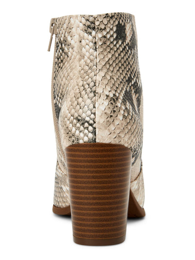 STYLE & COMPANY Womens Beige Animal Print Round Toe Block Heel Zip-Up Dress Booties 7 M