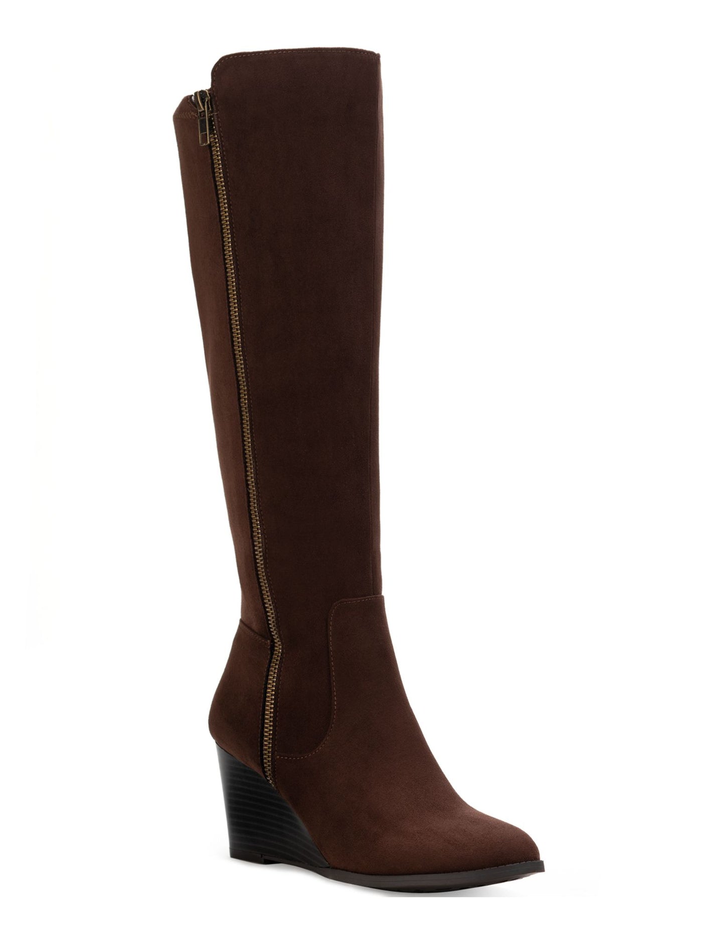 STYLE & COMPANY Womens Brown Dual Zip Round Toe Wedge Zip-Up Dress Boots 8.5