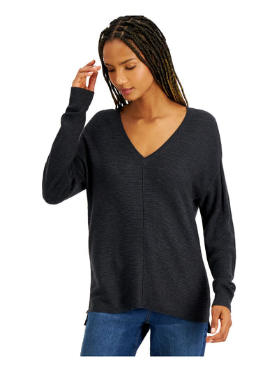 INC Womens Long Sleeve Seam Front V Neck Hi-Lo Sweater