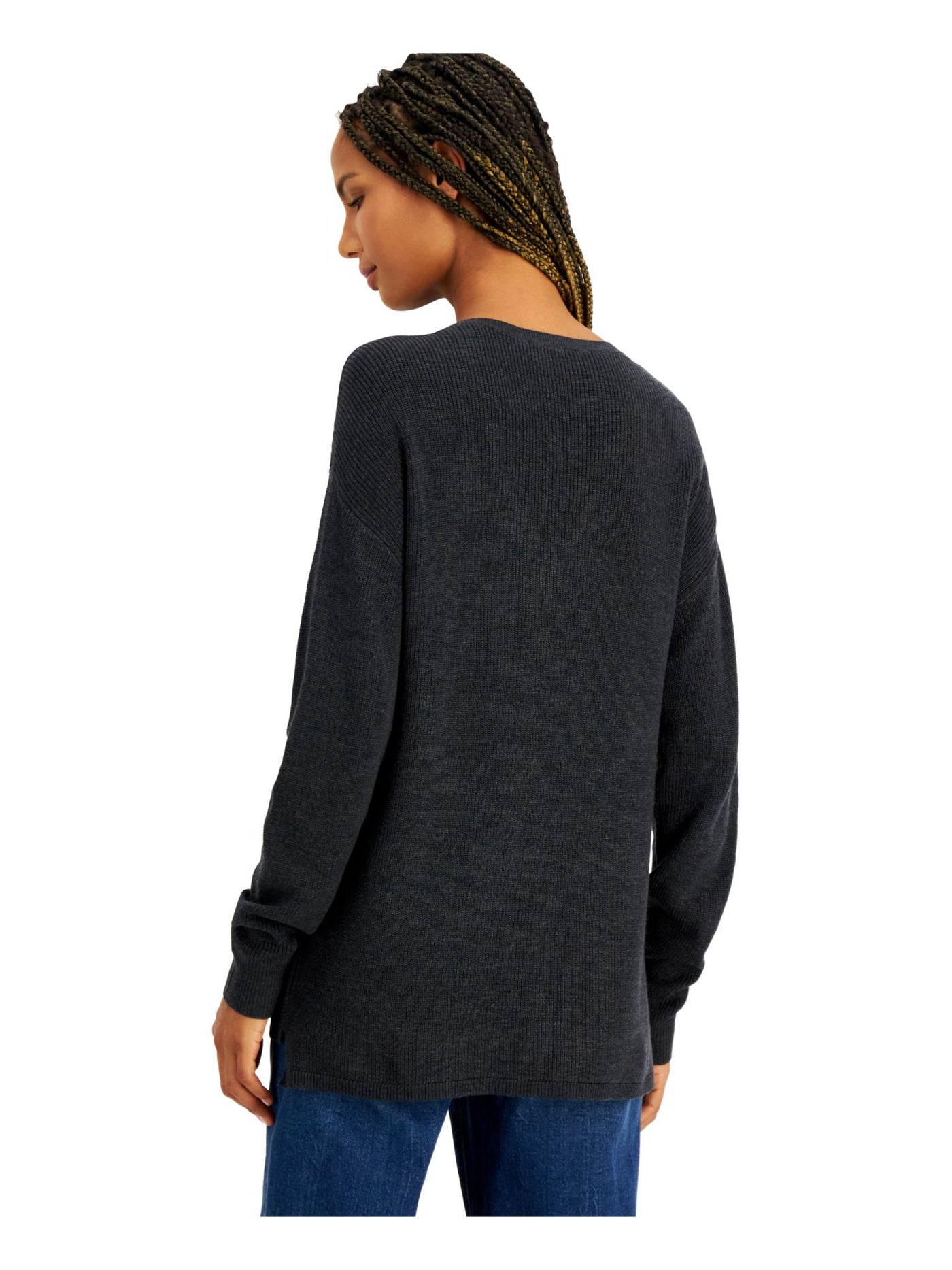 INC Womens Long Sleeve V Neck Hi-Lo Sweater