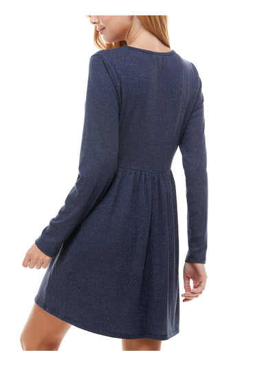 BEBOP Womens Navy Long Sleeve Crew Neck Short Fit + Flare Dress XL