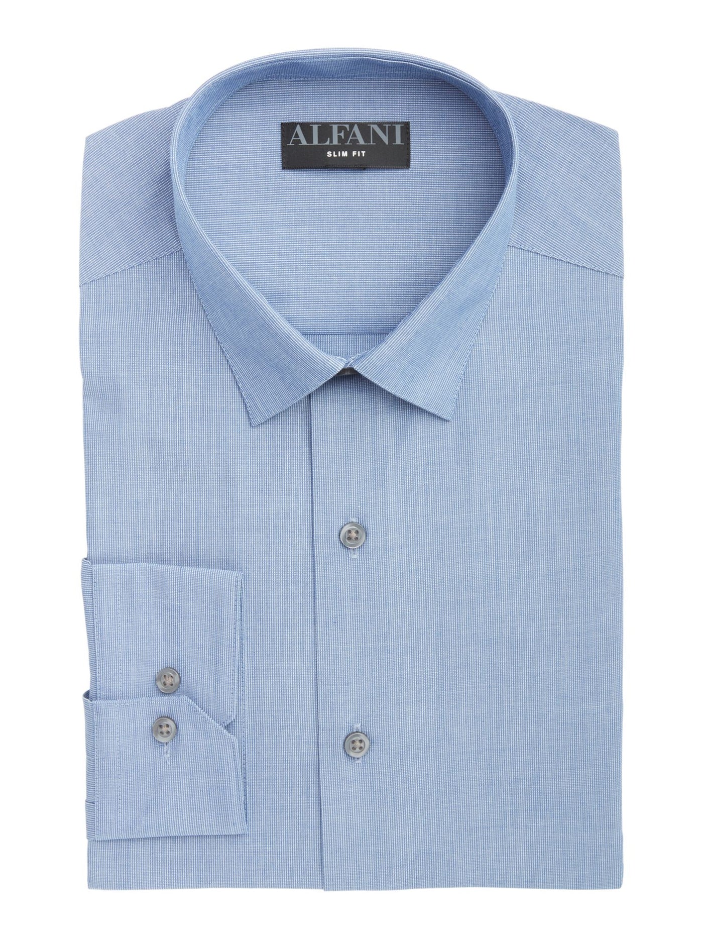 ALFANI Mens Blue Point Collar Slim Fit Dress Shirt XXL 18/18.5