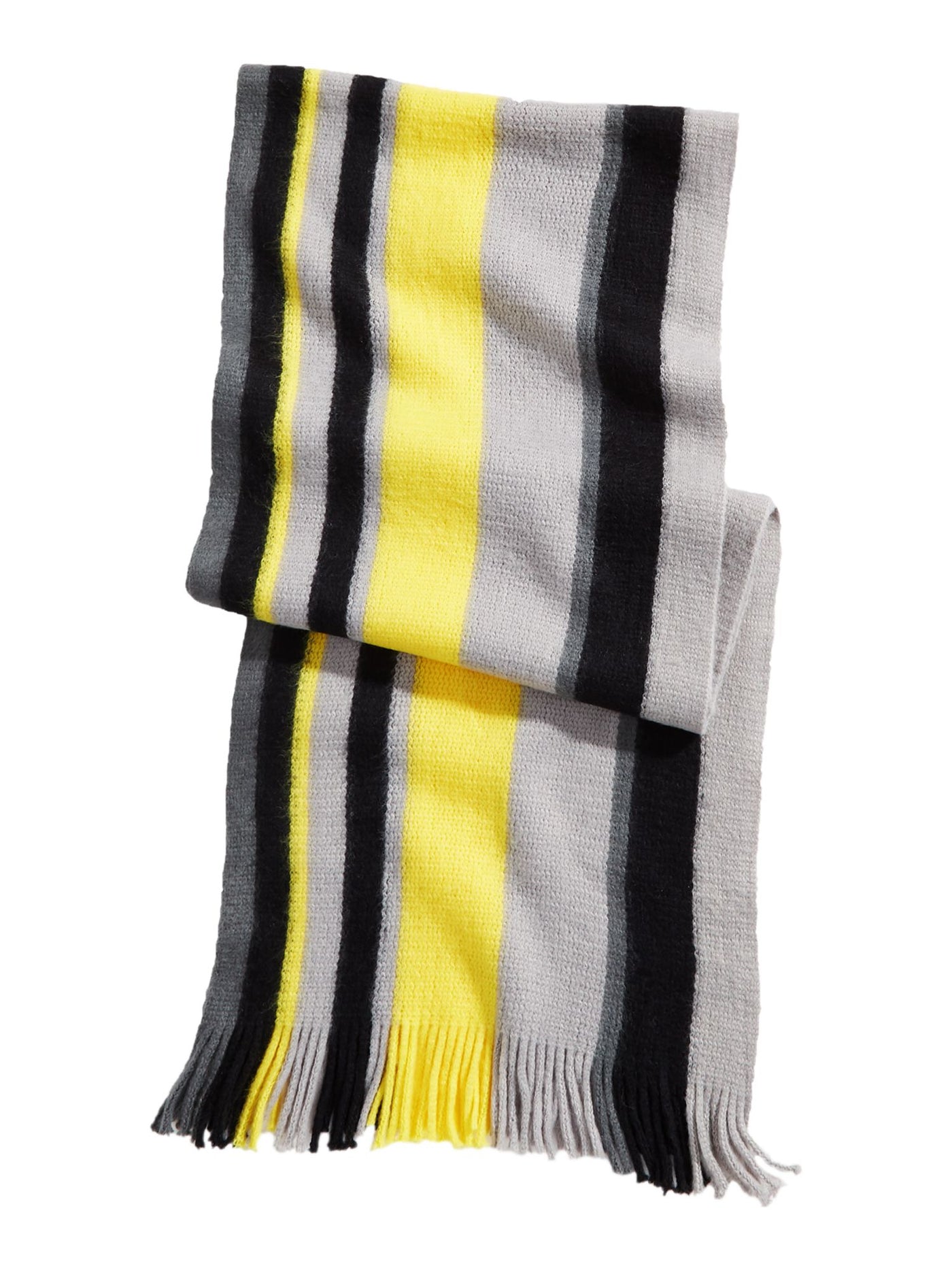 ALFANI Mens Yellow Acrylic Striped Fringed Winter Scarf