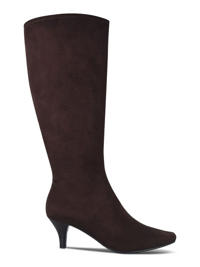 IMPO Womens Brown Comfort Namora Square Toe Kitten Heel Zip-Up Heeled Boots 7.5 W WC