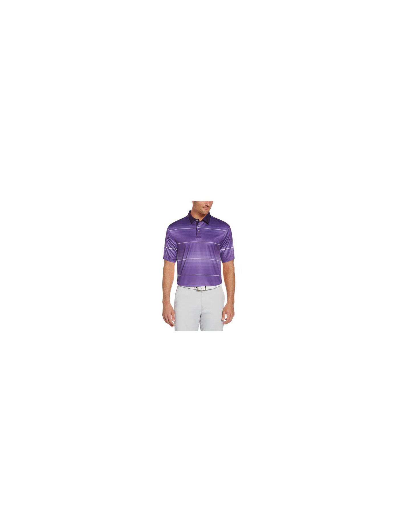 PGA TOUR Mens Purple Striped Classic Fit Polo S